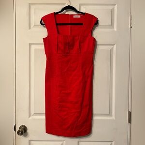 Calvin Klein Vibrant Red Square-Neck Sheath Dress